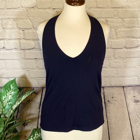 Chaps Navy Size large halter top with scoop back - Picture 1 of 6